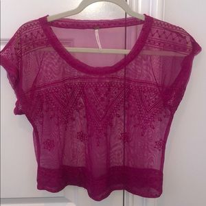Free People embroidered mesh top